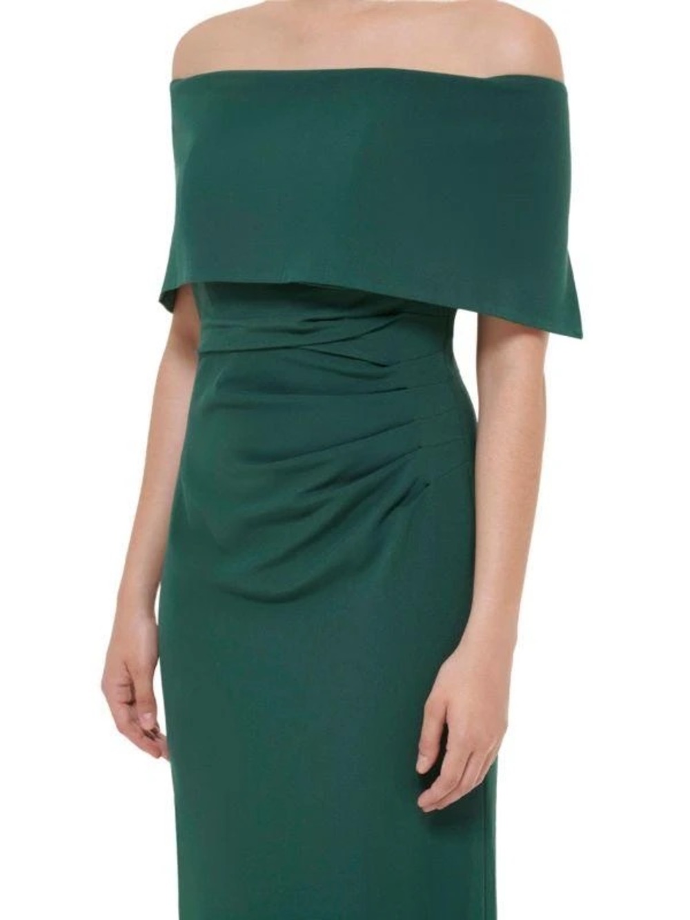 Vince Camuto Emerald Green Off Shoulder Draped Cocktail Dress
